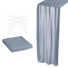 10Ft Chiffon Table Runner 28 x 120 Inch Rustic Gauze Tablecloth Dusty Blue