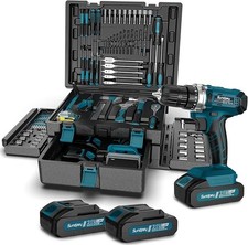 Tool Kit with 21V Drill Cordless Power Tool Set 255 PCs General Basic Complete