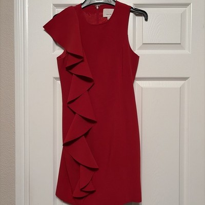 Cinq À Sept Women's Sleeveless Red Dress Size 2 Fitted And Lined , Back Zipper