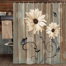 Shower Curtain for Bathroom, Elegant Daisy Flower 69x70 Rustic Floral