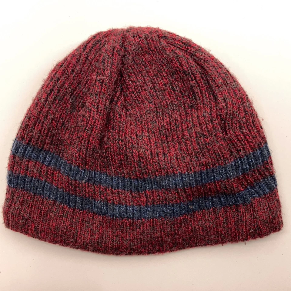 Gorro de invierno a rayas rojas azules forrado de vellón forrado de piel de tortuga para niños Foto 2 de 4
