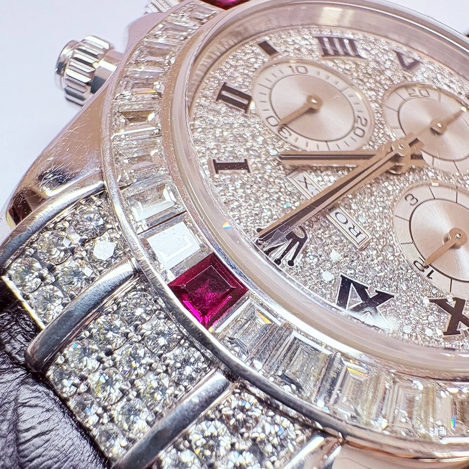 2001 Rolex Daytona 1165994RU, Gold, Pave Diamond Roman, Baguette Diamond & Ru... - Image 4 of 4