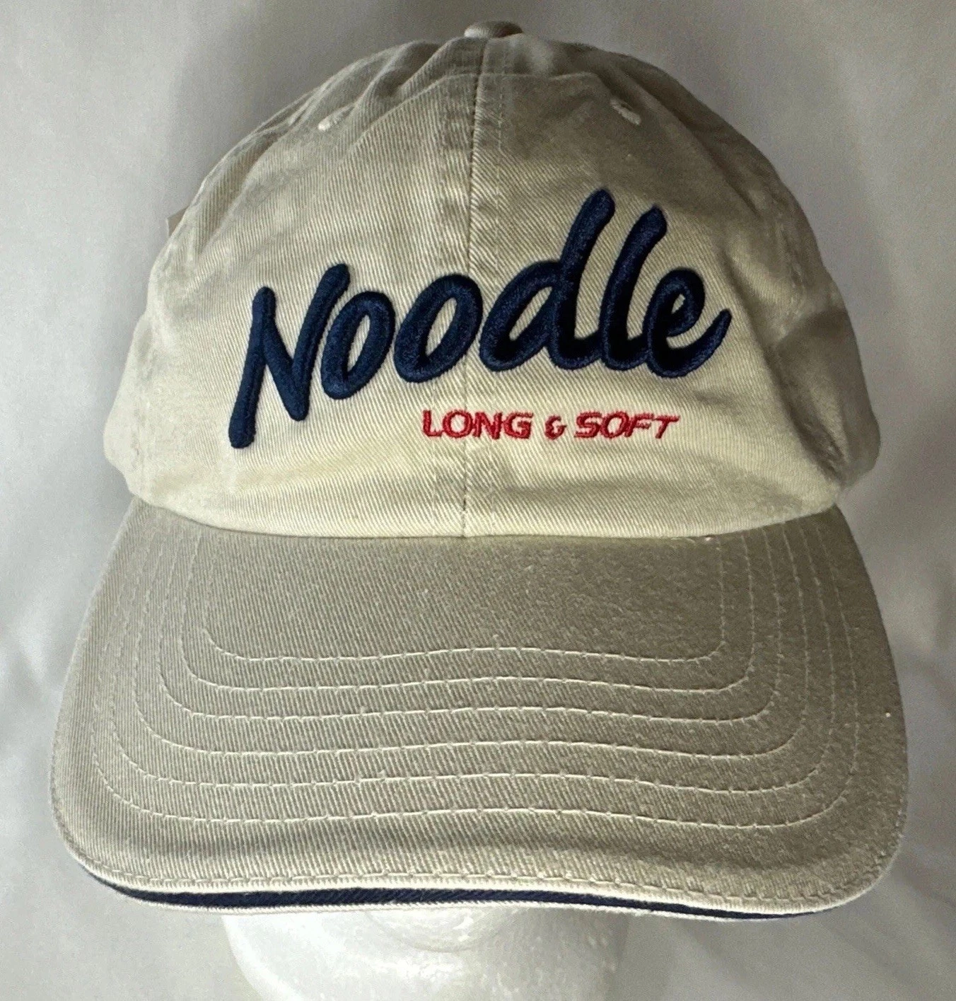 Noodle Long & Soft Strapback Hat Beige One Size Embroidered Maxfli NWT
