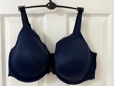 Marks & Spencer Women's Bra 42F Full Cup Navy Blue Lace Trim Underwired Soft Cup
