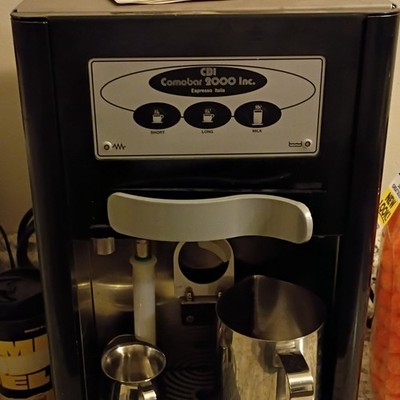 Comobar 2000 Inc. Espresso Machine Black Silver Metal Milk Frother Pitcher