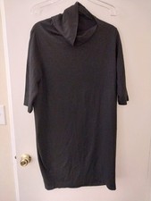 Jil Sander Little Black Dress Cowl Neck Wool 3/4 Sleeve