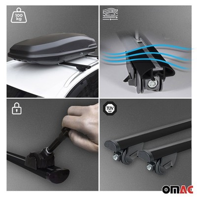 ACE-2 Type Dakdrager Bagagedrager Compatibel met BMW X3 (F25) 2010-2017 Spoorstaven Grijs Aluminium Staven