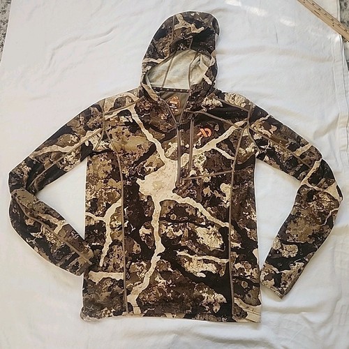 First Lite Kiln Merino-X Midweight 250 Camo Hoody 1/2 Zip Shirt Mens Small