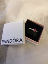 PANDORA Solid sterling Silver -garnet heart ring-me & you - Size  60