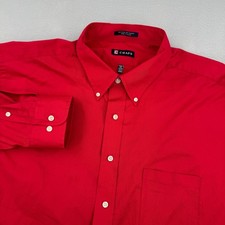 Chaps Wrinkle Free Long Sleeve Dress Shirt Mens 18-36/37 Red Preppy Casual