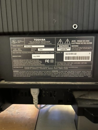 TOSHIBA Television Receiver 20" Model # 20HLK86 HDMI Tested READ BELOW NO REMOTE - Picture 9 of 12