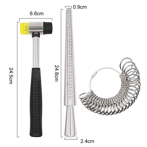 Silver Ring Sizer Size Gauge Tool Finger Measuring Stick Metal Ring Mandrel Set - Picture 8 of 9