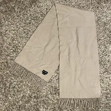 Alashan 100% Cashmere Beige Tan Scarf Rectangle 58x11.5” Soft Fringe