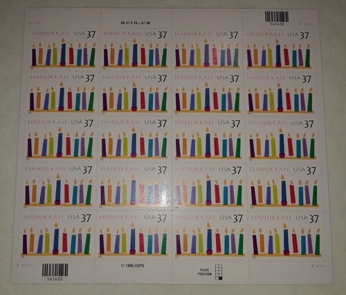 Three Panes x 20 = 60 of HANUKKAH 37¢ Jewish candles US Postage Stamps. USA 3352 - Picture 11 of 11
