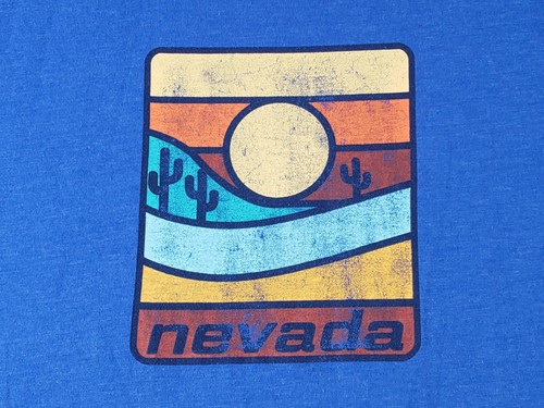 State Of Mine Nevada Blue State TEE T SHIRT Size Large L "Vintage Look" - Imagen 2 de 8