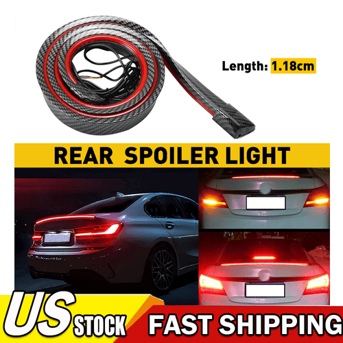 Carbon Fiber LED Car Tail Brake Light Strip Rear Spoiler Lip Trim Universal New - Picture 15 of 17