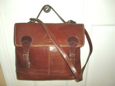 VINTAGE~RARE~JEAN MICHEL~LOGO~BROWN SADDLE LEATHER~BRIFCASE~SHOULDER BAG~
