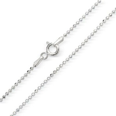 Collier Chaîne "boules" En Argent 925 Massif - 1mm D'épaisseur, 41cm - NEUF Avec étiquette - K317