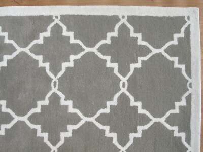 Gitter Spalier Grau Modern Handmade Handgetuftet 100% Wolle Bereich Teppich