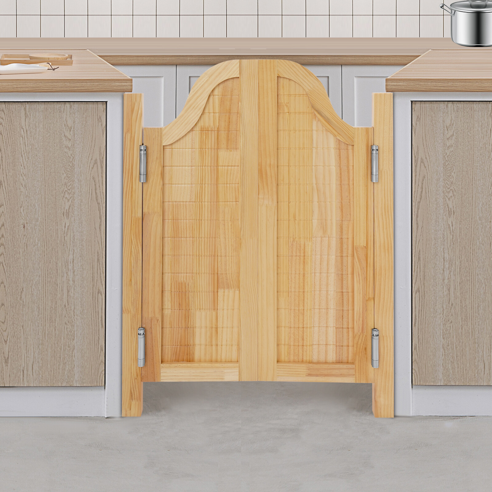 27.5x35 Inch Solid Wood Log Color Partition Door with 4 Hinges for Shop Entrance