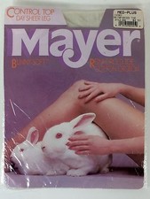 Vintagr Mayer Ivory Pantyhose Reinforced Toe Medium Plus New Made In USA