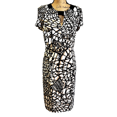 MAXMARA Women's Multi Geometric Pattern Cap Sleeve Sheath Dress Sz 8 Italy