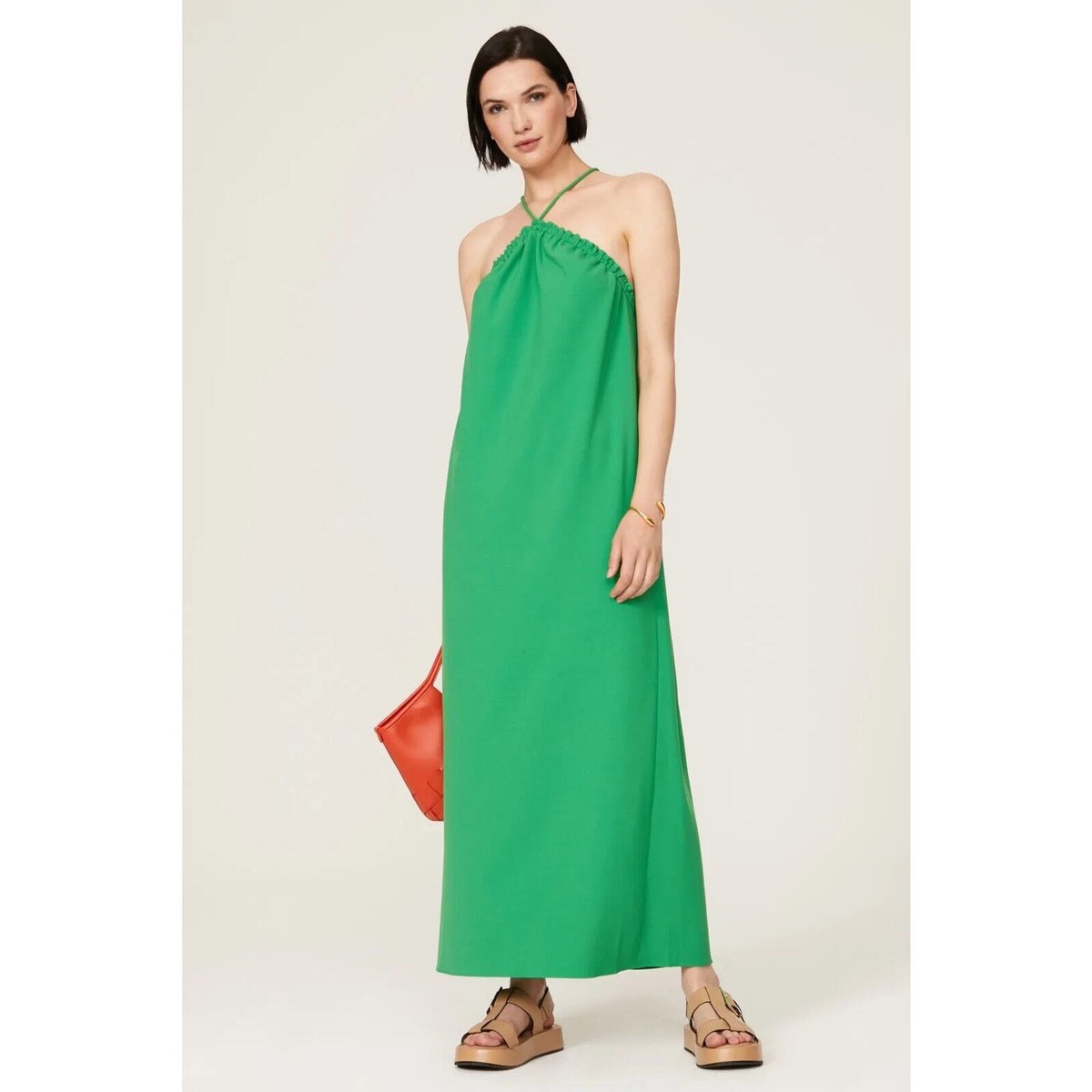 Tanya Taylor XL Esme Halter Maxi Dress Green Tanya Taylor XL Esme Halter Maxi Dress Green