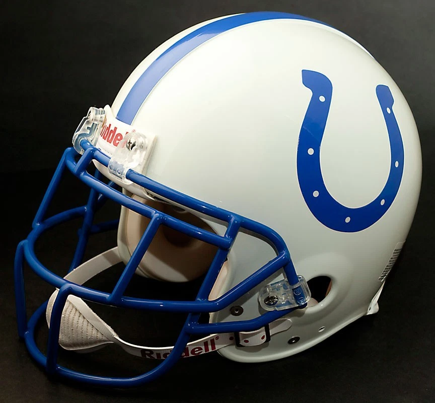 Casco de fútbol americano MARSHALL FAULK BALTIMORE COLTS Schutt EGOP MÁSCARA AZUL SEATTLE Foto 2 de 2