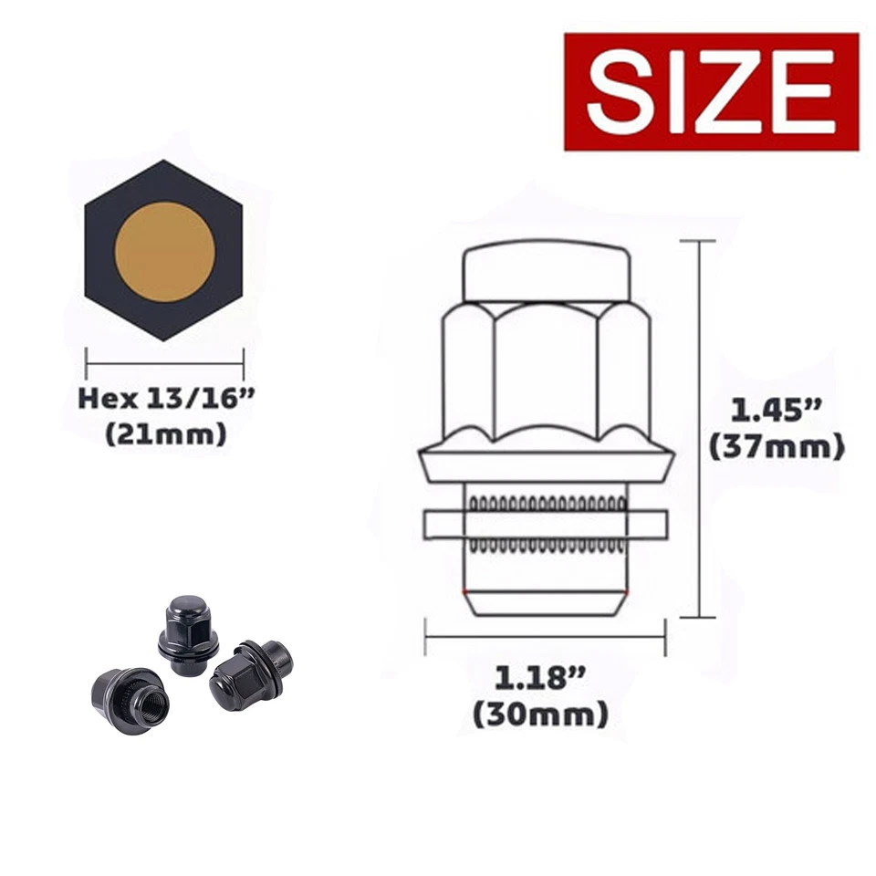 20件装黑色原始设备制造商工厂风格12X1.5凸耳螺母适用于雷克萨斯IS200T IS250 IS300 IS350 — 第 3/4 张图片