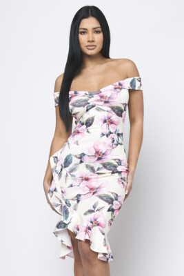 knee length dresses for ladies Red Floral Mermaid Maxi Dress main image 0