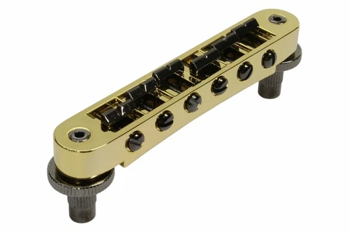 Pinnacle Two-Tone Tune-o-Matic Nashville guitar bridge Gold w/ Black accents