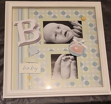 BABY PICTURE FRAME 12 x 12 - HOLDS  2 PICTURES OF BABY - NEW