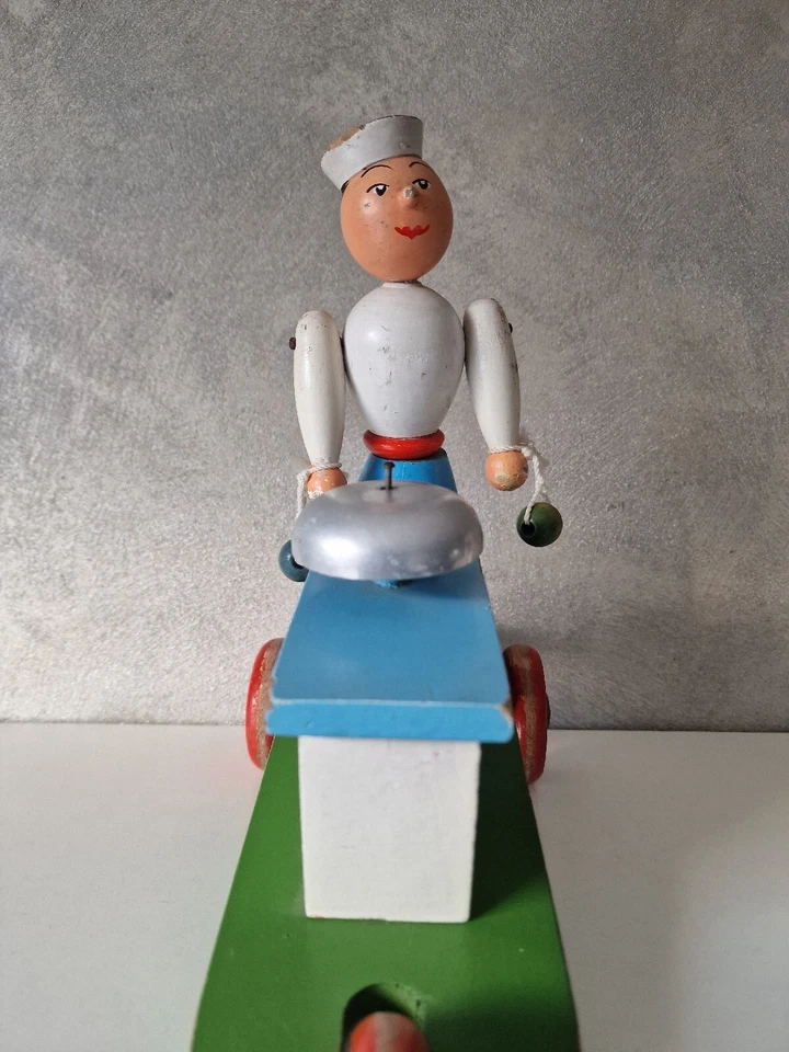 Ancien Poussette En Bois FABRIQUÉ EN TCHÉCOSLOVAQUIE - Photo 4/4