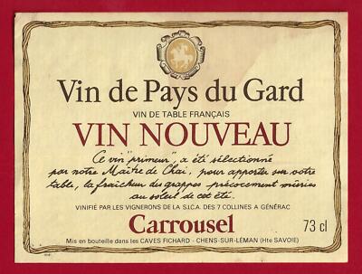 05/08 Etikett Landwein GARD VIN NOUVEAU SICA des 7 Collines à Générac