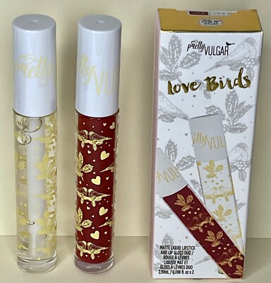 Pretty Vulgar Cosmetics Love Birds Lip Duo NIB Matte Liquid Lipstick & Gloss Duo