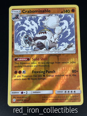 Crabominable 122/236 Reverse Holo Rare Cosmic Eclipse Sun & Moon Pokemon Card