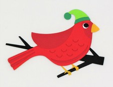 Winter Cute Bird Cardinal Christmas Die Cut Paper Scrapbook Embellishment