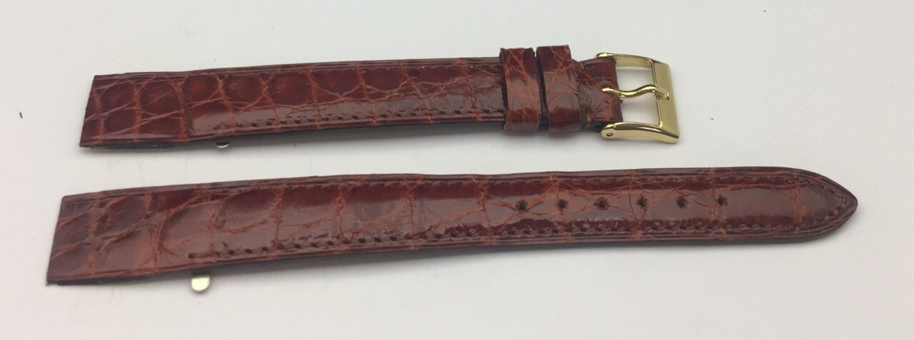 Bracelet Camille Fournet en crocodile gold 14mm avec anses à griffes fixes