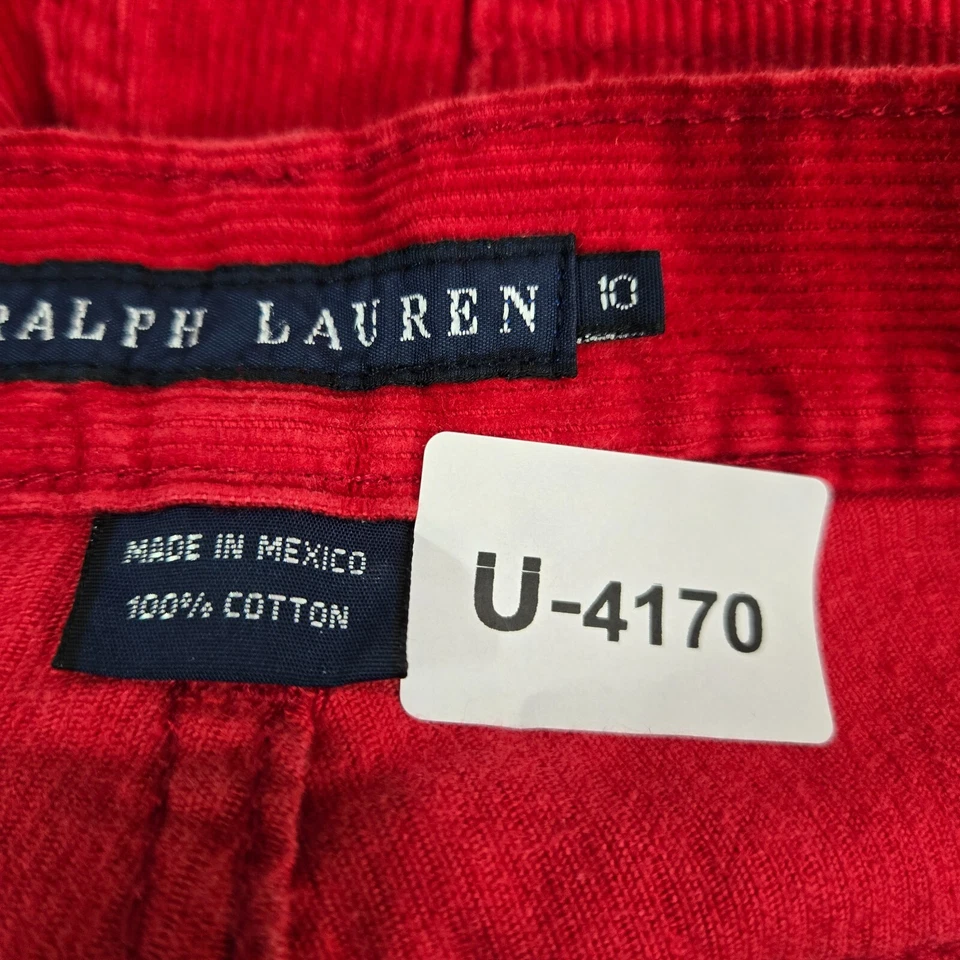 Pantalones Ralph Lauren Mujer 10 Rojo Chino Bootcut Pana Tiro Medio 28 in Entrepierna Foto 2 de 4