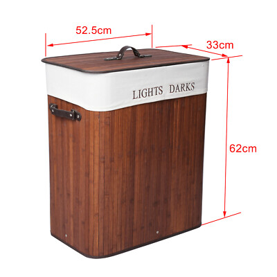 Bambus Wschebox 105L braun faltbar Leinensack Wschekorb Wschesammler |  eBay.de