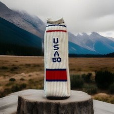 VTG 1980s USA The Perfect Olympic Socks Acrylic Blend Size 10-15 Red/White/Blue