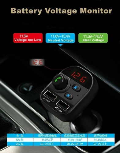 Bluetooth FM Transmitter Wireless Adapter MP3 Radio Car 2-Port USB Charger - Picture 11 of 24