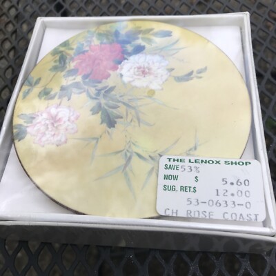 NIB Set of 6 English Life Chinese Rose 4  Round Coasters-Sealed
