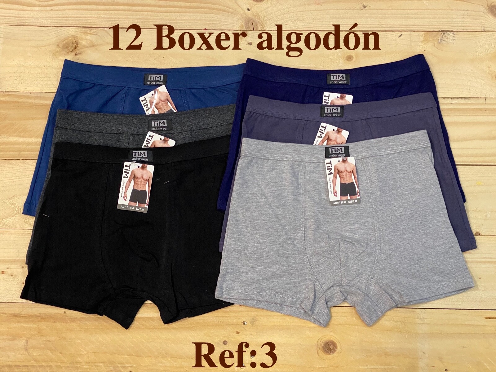 12 Calzoncillos Boxer de Algodón 95% talla a elegir M - L - XL - XXL Ref: 3