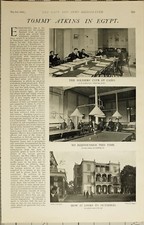 1902 Druck Atkins Inn &Auml;gypten Soldaten Club In Kairo Au&szlig;enbereich ~ Lesezimmer
