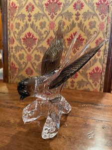 Icet Arte Murano Decorative Glass Bird With Black Glass Wings