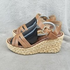 Sam Edelman Shoes Womens Size 8 Darline Brown Leather Wedge Espadrille Sandals
