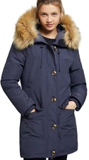 NEW SUPER DRY NAVY BLUE ROOKIE DOWN EDITION PARKA COAT JACKET SIZE 6
