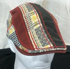 Adult Jamont whimsical cotton/synthetic duckbill patchwork beret, side vents 