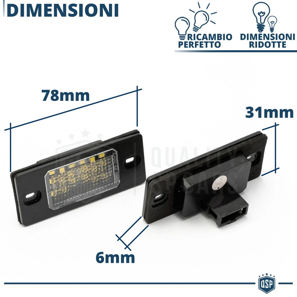 PLACCHETTE Luci TARGA LED per VW BORA Variant CANbus 18 LED 6500K Bianco Puro - Immagine 4 di 4